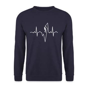 Herzschlag Kletterer Klettern - Unisex Pullover - Navy - Vorne - Alina (178cm) & Michal (187cm)