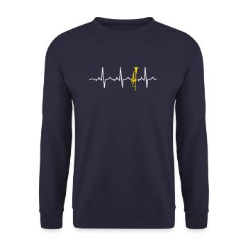Trompette ECG ligne cœur - Sweat-shirt Unisexe - marine - Devant - Alina (178cm) & Michal (187cm)