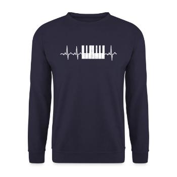 Klavier Piano Herzschlag - Unisex Pullover - Navy - Vorne - Alina (178cm) & Michal (187cm)