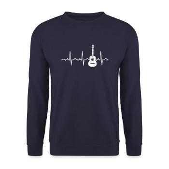 Herzschlag Gitarre Musiker - Unisex Pullover - Navy - Vorne - Alina (178cm) & Michal (187cm)