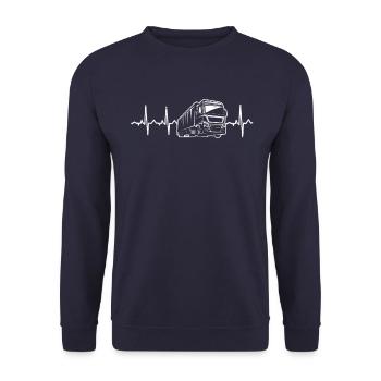 Trucker truck heartbeat - Unisex Sweatshirt - navy - Front - Alina (178cm) & Michal (187cm)