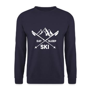 Essen Schlafen Ski Fahren - Unisex Pullover - Navy - Vorne - Alina (178cm) & Michal (187cm)