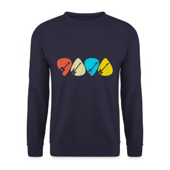 Retro Picking Gitarren - Unisex Pullover - Navy - Vorne - Alina (178cm) & Michal (187cm)