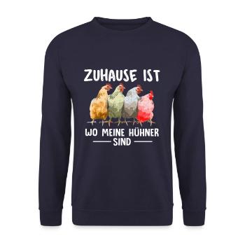 Hühner Huhn Landwirt - Unisex Pullover - Navy - Vorne - Alina (178cm) & Michal (187cm)