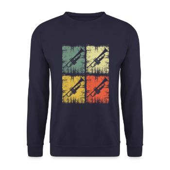 Trumpet Instrument Vintage - Unisex Sweatshirt - navy - Front - Alina (178cm) & Michal (187cm)