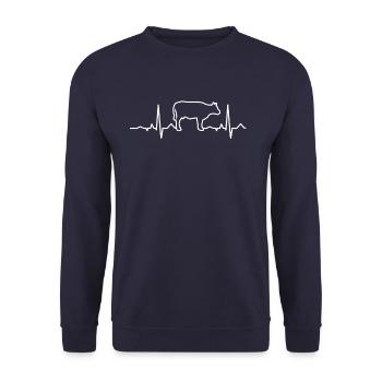 Herzschlag Kuh Kühe - Unisex Pullover - Navy - Vorne - Alina (178cm) & Michal (187cm)