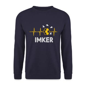 Imker Bienen Herzschlag - Unisex Pullover - Navy - Vorne - Alina (178cm) & Michal (187cm)