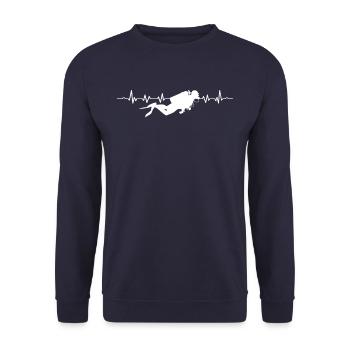Diver diving heartbeat - Unisex Sweatshirt - navy - Front - Alina (178cm) & Michal (187cm)