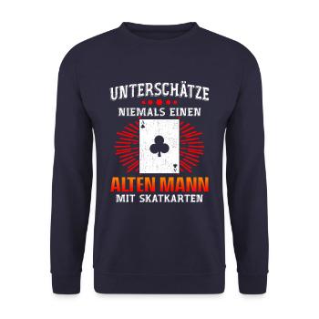 Skatkarten Skat Kartenspiel - Unisex Pullover - Navy - Vorne - Alina (178cm) & Michal (187cm)