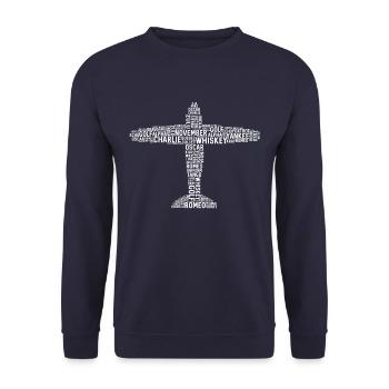 Pilot Piloten Flugzeug - Unisex Pullover - Navy - Vorne - Alina (178cm) & Michal (187cm)