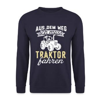 Aus Dem Weg Traktor Fahren Traktoren - Unisex Pullover - Navy - Vorne - Alina (178cm) & Michal (187cm)