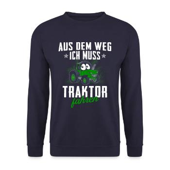 Traktor Fahren Traktoren - Unisex Pullover - Navy - Vorne - Alina (178cm) & Michal (187cm)