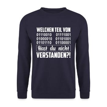 Informatik Binär Welchen Teil Verstehst Du Nicht? - Unisex Pullover - Navy - Vorne - Alina (178cm) & Michal (187cm)