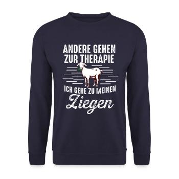 Therapie Ziegen Ziege Hirte - Unisex Pullover - Navy - Vorne - Alina (178cm) & Michal (187cm)