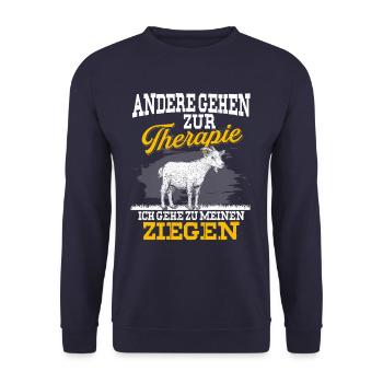 Andere Gehen Zur Therapie Ziegen Ziege - Unisex Pullover - Navy - Vorne - Alina (178cm) & Michal (187cm)