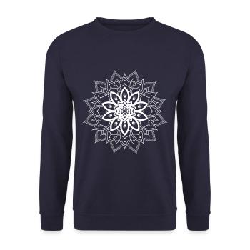 Mandala Yoga Blumen - Unisex Pullover - Navy - Vorne - Alina (178cm) & Michal (187cm)