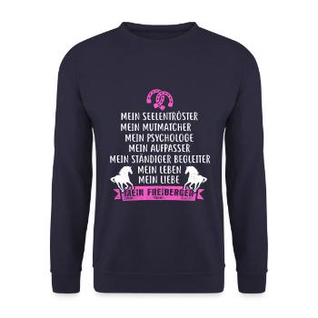 Mein Freiberger Pferd Pferde Reiten - Unisex Pullover - Navy - Vorne - Alina (178cm) & Michal (187cm)