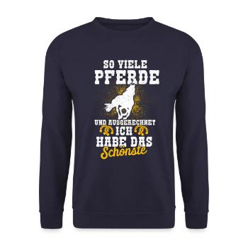 So Viele Pferde Und Ausgerechnet Ich Habe Schönste - Unisex Pullover - Navy - Vorne - Alina (178cm) & Michal (187cm)