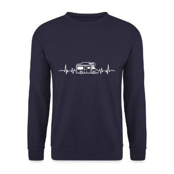 Motorhome camper camping heart line - Unisex Sweatshirt - navy - Front - Alina (178cm) & Michal (187cm)