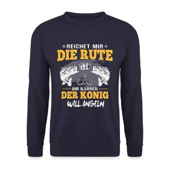 Reichet Mir Rute Angeln Angler Geschenk - Unisex Pullover - Navy - Vorne - Alina (178cm) & Michal (187cm)