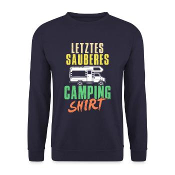 Letzes Sauberes Camping Shirt Camper - Unisex Pullover - Navy - Vorne - Alina (178cm) & Michal (187cm)