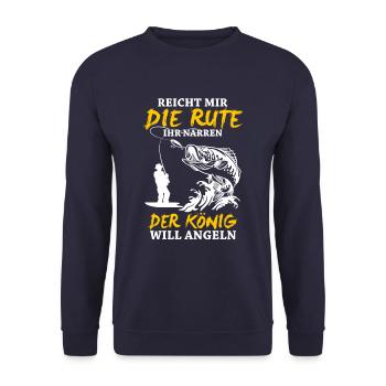 Angler Angeln Reicht Mir Die Rute - Unisex Pullover - Navy - Vorne - Alina (178cm) & Michal (187cm)