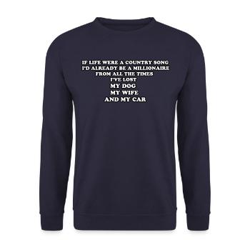 Country Blues Millionär - Unisex Pullover - Navy - Vorne - Alina (178cm) & Michal (187cm)