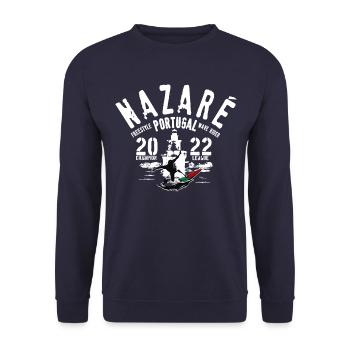 Nazaré Portugal champion league wave rider coul - Unisex Sweatshirt - navy - Front - Alina (178cm) & Michal (187cm)