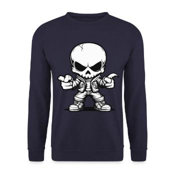 Zombie Skelett Skull Halloween - Unisex Pullover - Navy - Vorne - Alina (178cm) & Michal (187cm)