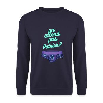 ON ATTEND PAS PATRICK - Sweat-shirt Unisexe - marine - Devant - Alina (178cm) & Michal (187cm)