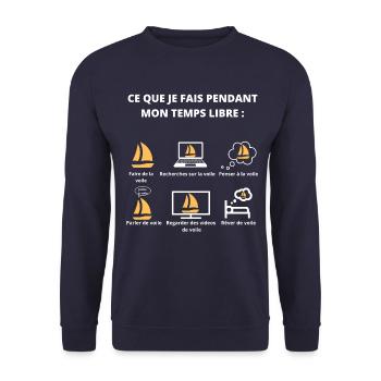 Ce que je fais pendant mon temps libre(voile) - Sweat-shirt Unisexe - marine - Devant - Alina (178cm) & Michal (187cm)