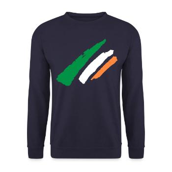 Irland Flagge - Vintage - Unisex Pullover - Navy - Vorne - Alina (178cm) & Michal (187cm)