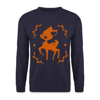 Rehkitz - Zootier - Tierfreund - Naturschutz - Unisex Pullover - Navy - Vorne - Alina (178cm) & Michal (187cm)