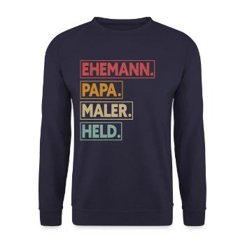 Ehemann Papa Maler Held - Unisex Pullover - Navy - Vorne - Alina (178cm) & Michal (187cm)