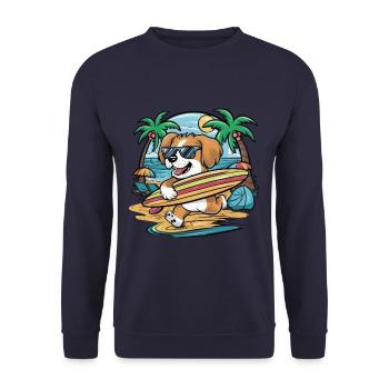 Niedlicher Lhasa Apso Cartoon im Urlaubsmotiv - Unisex Pullover - Navy - Vorne - Alina (178cm) & Michal (187cm)