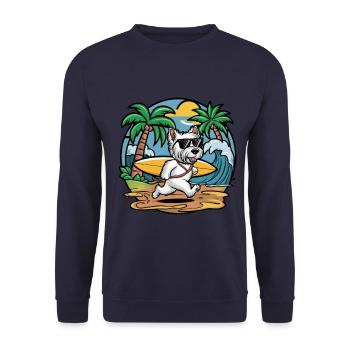 West Highland White Terrier on the Beach - Unisex Sweatshirt - navy - Front - Alina (178cm) & Michal (187cm)
