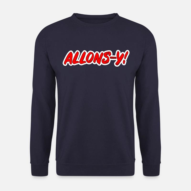 ALLONS-Y! roter Popart Schriftzug Comicstyle - Unisex Pullover - Navy