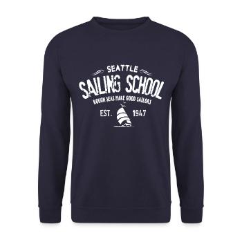 Seattle Segelschule - Unisex Pullover - Navy - Vorne - Alina (178cm) & Michal (187cm)