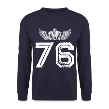76 Number crown - Unisex Sweatshirt - navy - Front - Alina (178cm) & Michal (187cm)