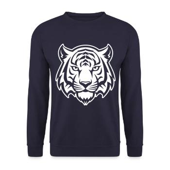 Tiger Kopf Silhouette - Unisex Pullover - Navy - Vorne - Alina (178cm) & Michal (187cm)