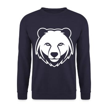 Polar Bear Head Polar Bear - Unisex Sweatshirt - navy - Front - Alina (178cm) & Michal (187cm)