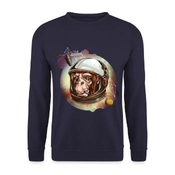 Spacemonkey smoking - Sweat-shirt Unisexe - marine - Devant - Alina (178cm) & Michal (187cm)