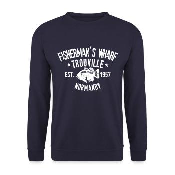 Fisherman s wharf Trouville Normandy - Sweat-shirt Unisexe - marine - Devant - Alina (178cm) & Michal (187cm)