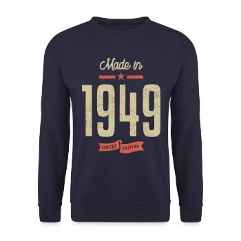 Made In 1949 Birthday Gift - Unisex Sweatshirt - navy - Front - Alina (178cm) & Michal (187cm)