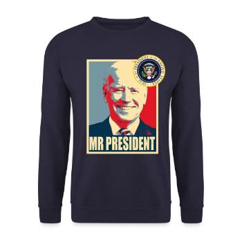 POTUS Joe Biden - Mr President Joe Biden - Unisex Sweatshirt - navy - Front - Alina (178cm) & Michal (187cm)