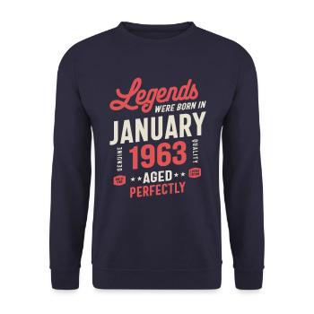 Legends Were Born In January 1963 Birthday Gift - Unisex Sweatshirt - navy - Front - Alina (178cm) & Michal (187cm)