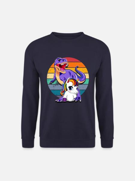 Einhorn und Dinosaurier - Unisex Pullover - Navy