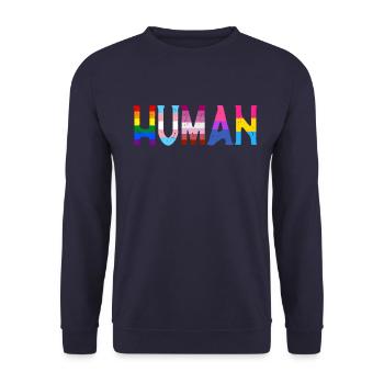 Human LGBTQ Flag - LGBTQ - Unisex Sweatshirt - navy - Front - Alina (178cm) & Michal (187cm)