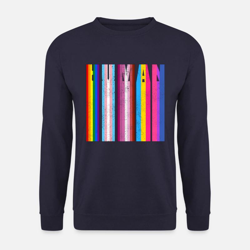 HUMAN in LGBTQ Flagge Farben - LGBTQ Flagge - Unisex Pullover - Navy