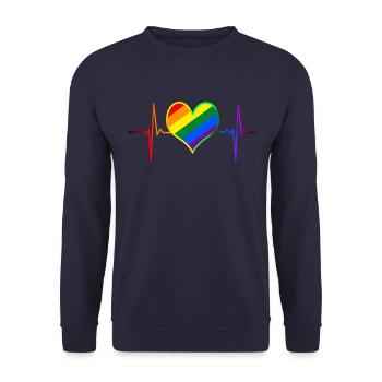 LGBTQ Pride Heartbeat - LGBTQ+ - Unisex Sweatshirt - navy - Front - Alina (178cm) & Michal (187cm)